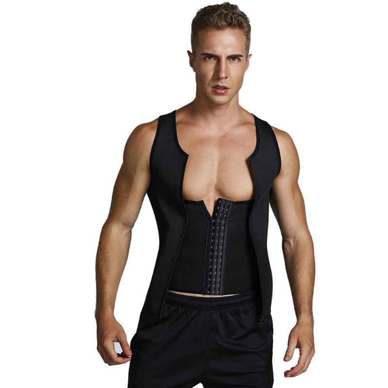 European and American Men's Sauna Clothing, Tummy Control Vest, Sports Vest, Cross-Border Corset, Neoprene Tights, Shapewear