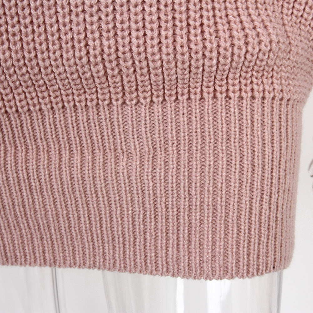 Real shot autumn and winter Europe and the United States long sleeve collar casual loose knitted sweater dress Amazon explosions cross-border women's clothing