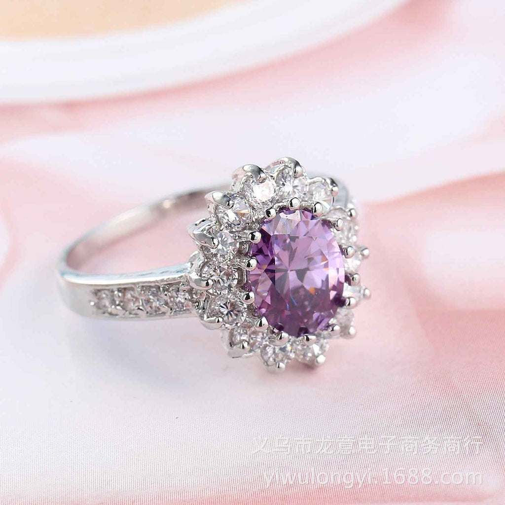 European and American Cross-border Jewelry Fashion OL Emerald Ring Princess Wedding Emerald Same Style Jewelry Advanced Ring