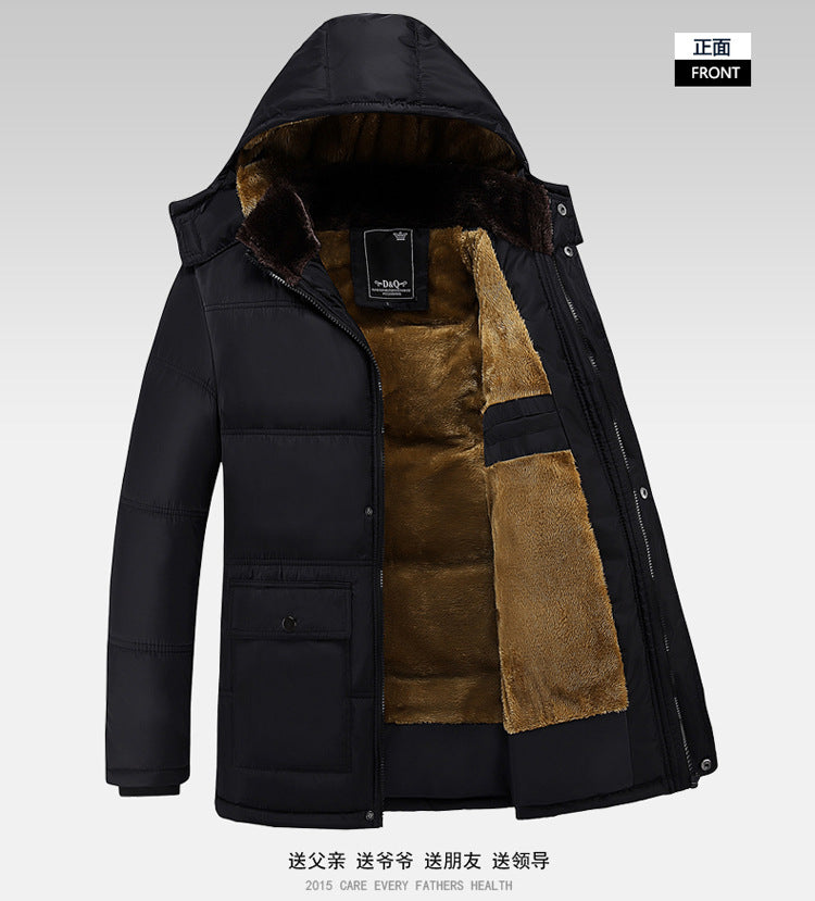Foreign trade supply generation winter men's fleece-lined thick coat men's old men's cotton-padded jacket new dad cotton-padded jacket men