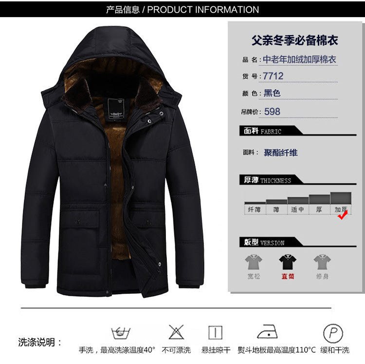 Foreign trade supply generation winter men's fleece-lined thick coat men's old men's cotton-padded jacket new dad cotton-padded jacket men