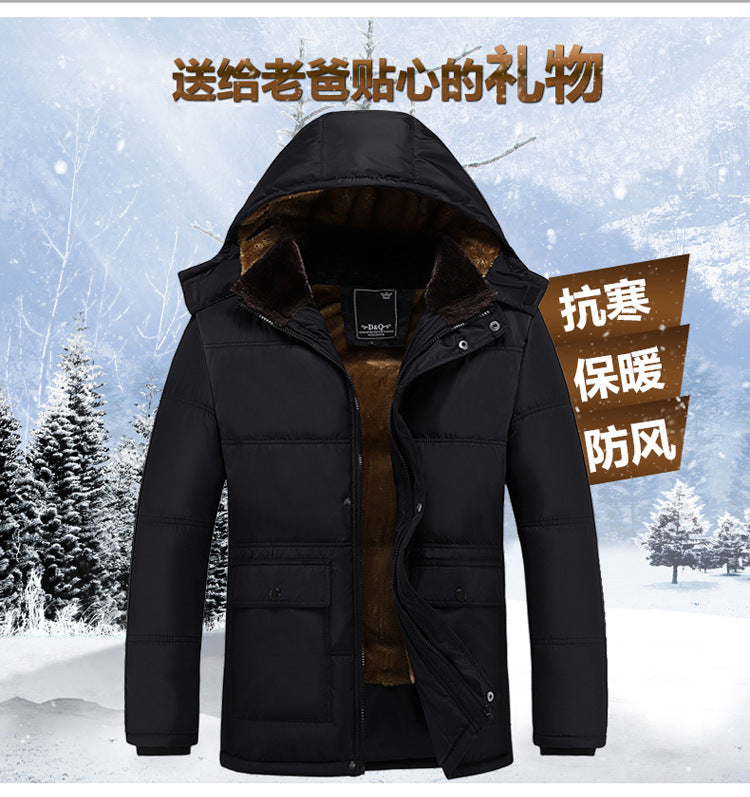 Foreign trade supply generation winter men's fleece-lined thick coat men's old men's cotton-padded jacket new dad cotton-padded jacket men