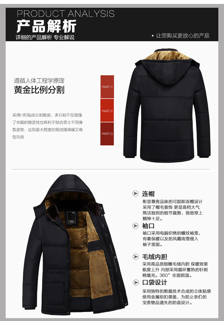 Foreign trade supply generation winter men's fleece-lined thick coat men's old men's cotton-padded jacket new dad cotton-padded jacket men