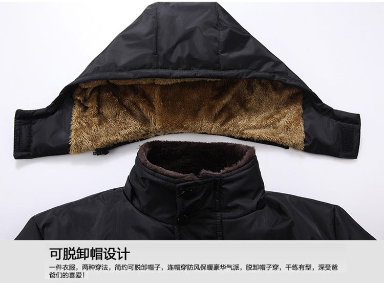 Foreign trade supply generation winter men's fleece-lined thick coat men's old men's cotton-padded jacket new dad cotton-padded jacket men
