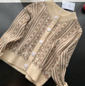 Retro Thick Jacquard Women's Knitted Crew Neck Sweater