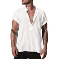 Men's Summer Linen Short Sleeve Shirt with Pocket