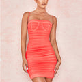 Ruffled Mesh Spaghetti Strap Dress