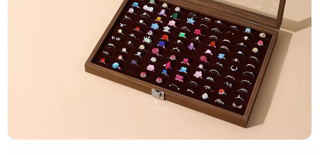 Walnut Grain Large Capacity Jewelry Storage Box Ring Earrings Necklace Jewelry Box Bracelet Jewelry Dustproof Display Box