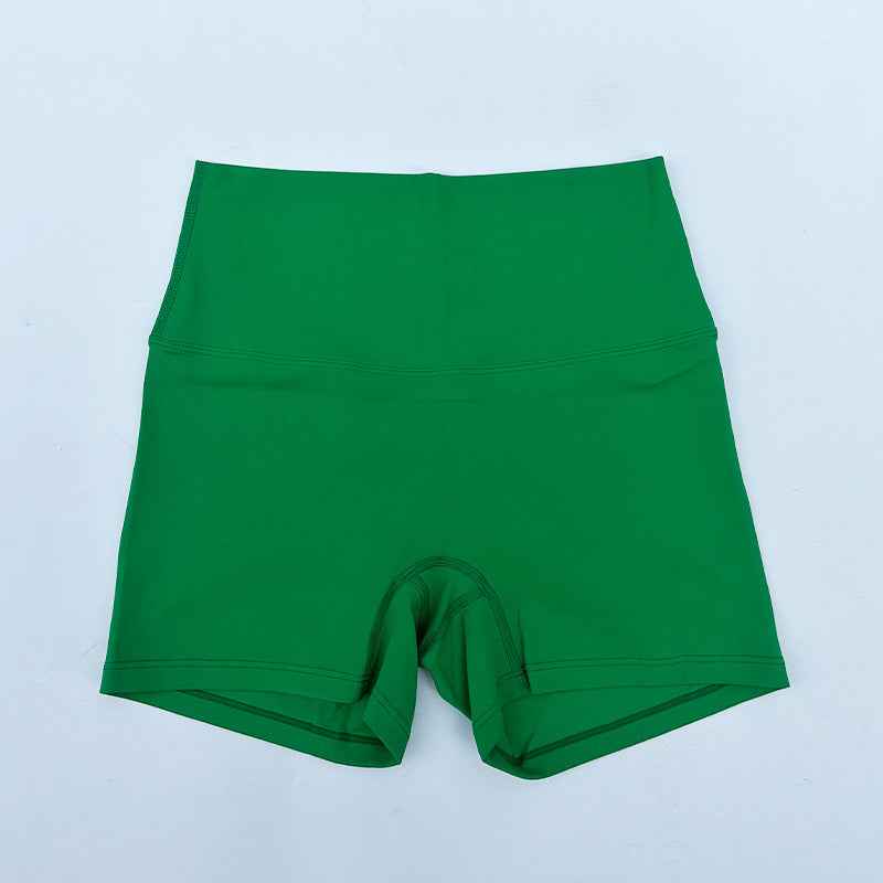 New Nude High-Waist Brushed Shorts Yoga Wear Nylon Shorts Women's Tight Yoga Three-Point Sports Shorts Peach