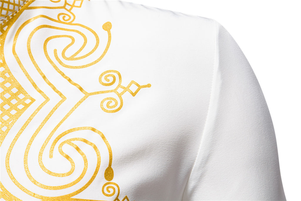 Cross-Border European and American Men's Fashion New Style Robe with Gold Stamping Print Men's Casual Suit Long-Sleeve Shirt and Long Pants for Men