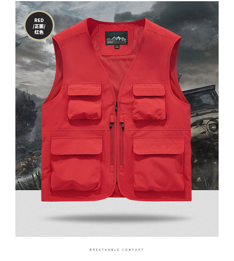 Outdoor Photographer Waterproof Vest Sleeveless Quick-drying Multi-pocket Quick-drying Fishing Vest Men's Thin Climbing Vest