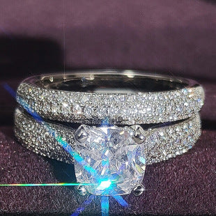 European and American Cross-border E-commerce Hot Sale Combination Ring suit Ring Female Niche High-level Sense Design Super Flash r7489