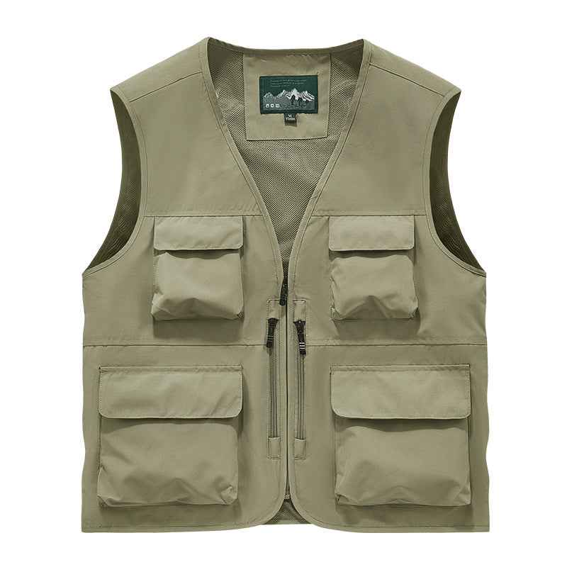 Outdoor Photographer Waterproof Vest Sleeveless Quick-drying Multi-pocket Quick-drying Fishing Vest Men's Thin Climbing Vest