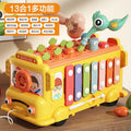 Infant early education puzzle multi-functional mole-beating and radish-pulling game six-sided bus knocking piano for 1-3 years old baby