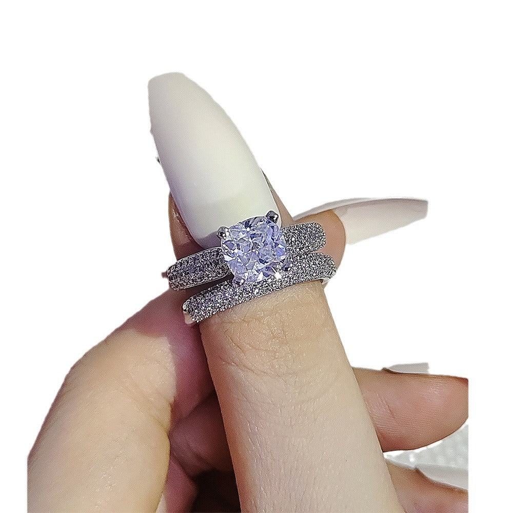 European and American Cross-border E-commerce Hot Sale Combination Ring suit Ring Female Niche High-level Sense Design Super Flash r7489