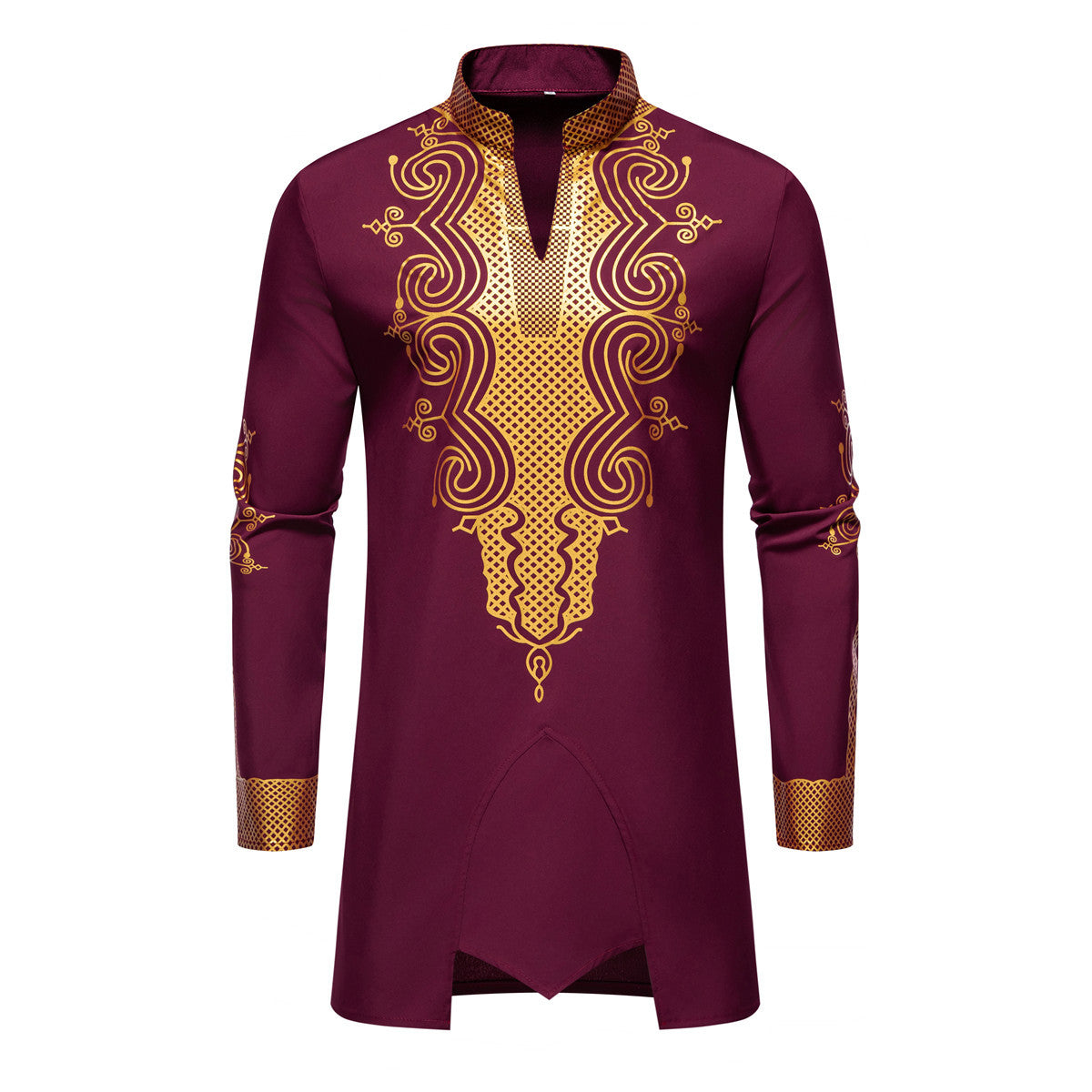 Cross-Border European and American Men's Fashion New Style Robe with Gold Stamping Print Men's Casual Suit Long-Sleeve Shirt and Long Pants for Men