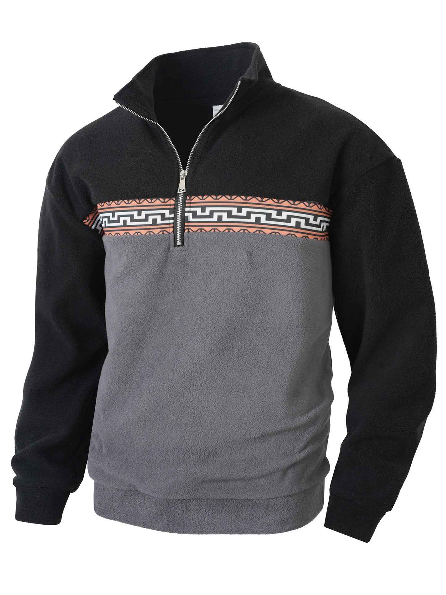 Autumn and Winter European and American Cross-Border Casual Men's Sweatshirt Long-Sleeved Thickened Fleece Half-Zip Sweatshirt Hot-Selling Daily Top