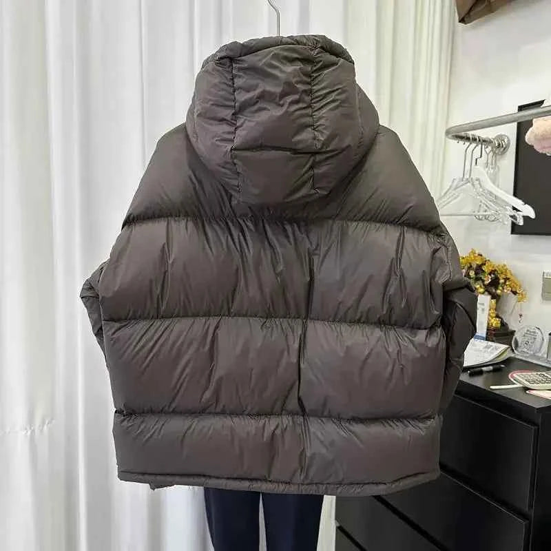 Short, Thick Cotton Jacket for Petite Women, 2026 Winter Trendy Fashion New Hooded Warm Puffer Jacket