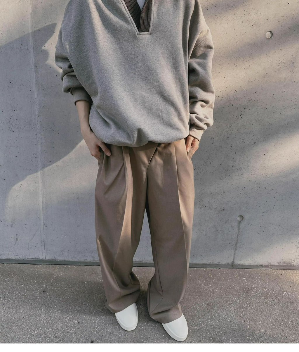 cleanfit Grey Sweatshirt Men's Hooded Autumn and Winter Wool Stitching Design Niche Loose Casual Jacket