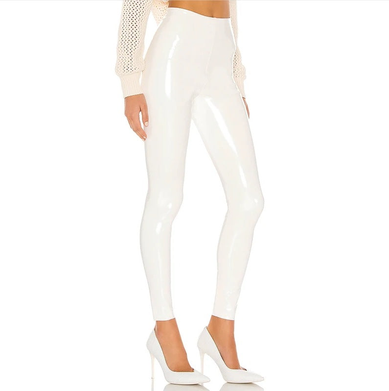 Cross-border Amazon Europe and America White Leather Pants Women's Cropped Pants Sexy PU Tight Slim Fit Summer Foreign Trade Hot Women's Clothing