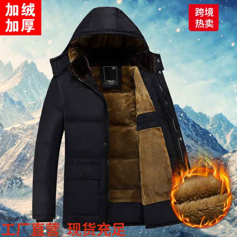 Foreign trade supply generation winter men's fleece-lined thick coat men's old men's cotton-padded jacket new dad cotton-padded jacket men