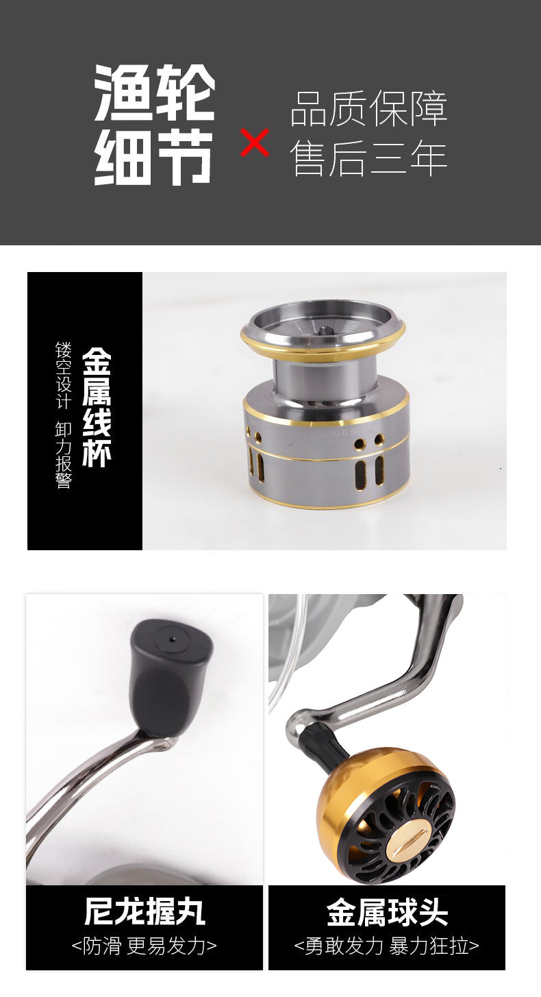 Cross-Border Manufacturer All-Metal Fishing Reel Spinning Reel Fishing Line Reel Lure Reel Spinning Reel Special Long-Distance Casting Spinning Reel