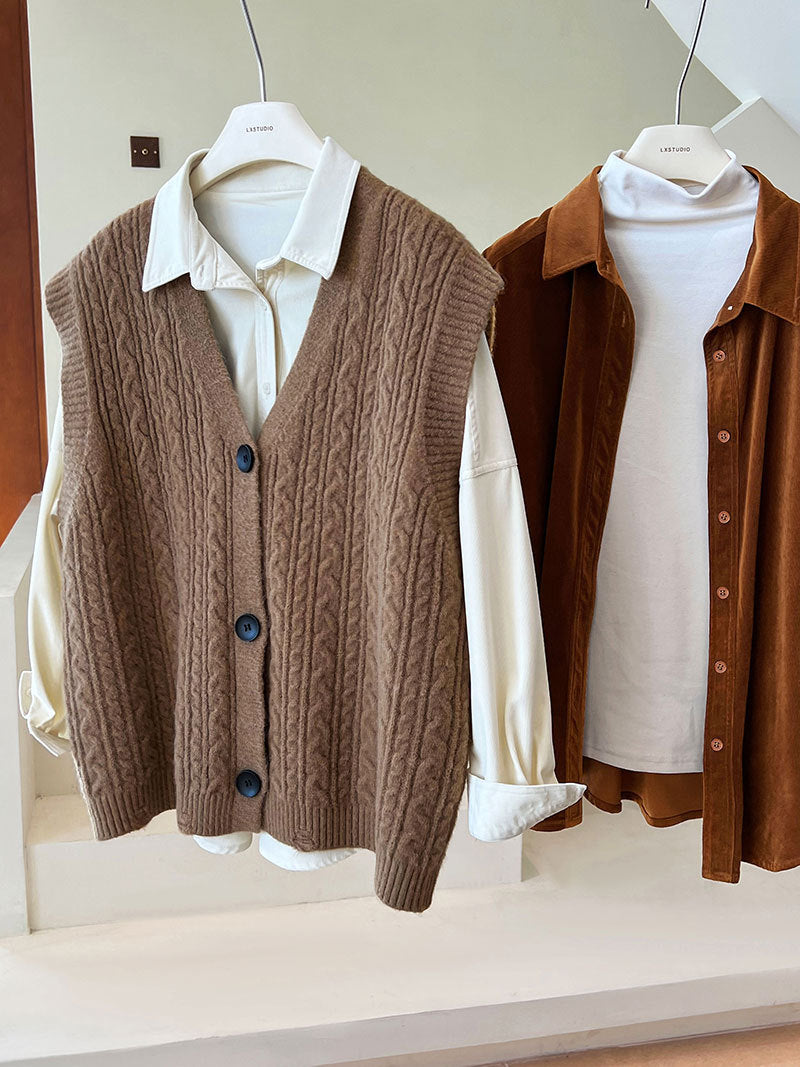 Lushi Japanese-Style Minimalist Thickened Brushed Corduroy Shirt for Women 2025 Autumn Inner Layering Base Shirt 3378