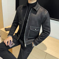 Autumn and Winter New Men's Jacket Coat Fur Fleece Large Pocket Lapel Solid Color Copper Zipper Casual Jacket Top