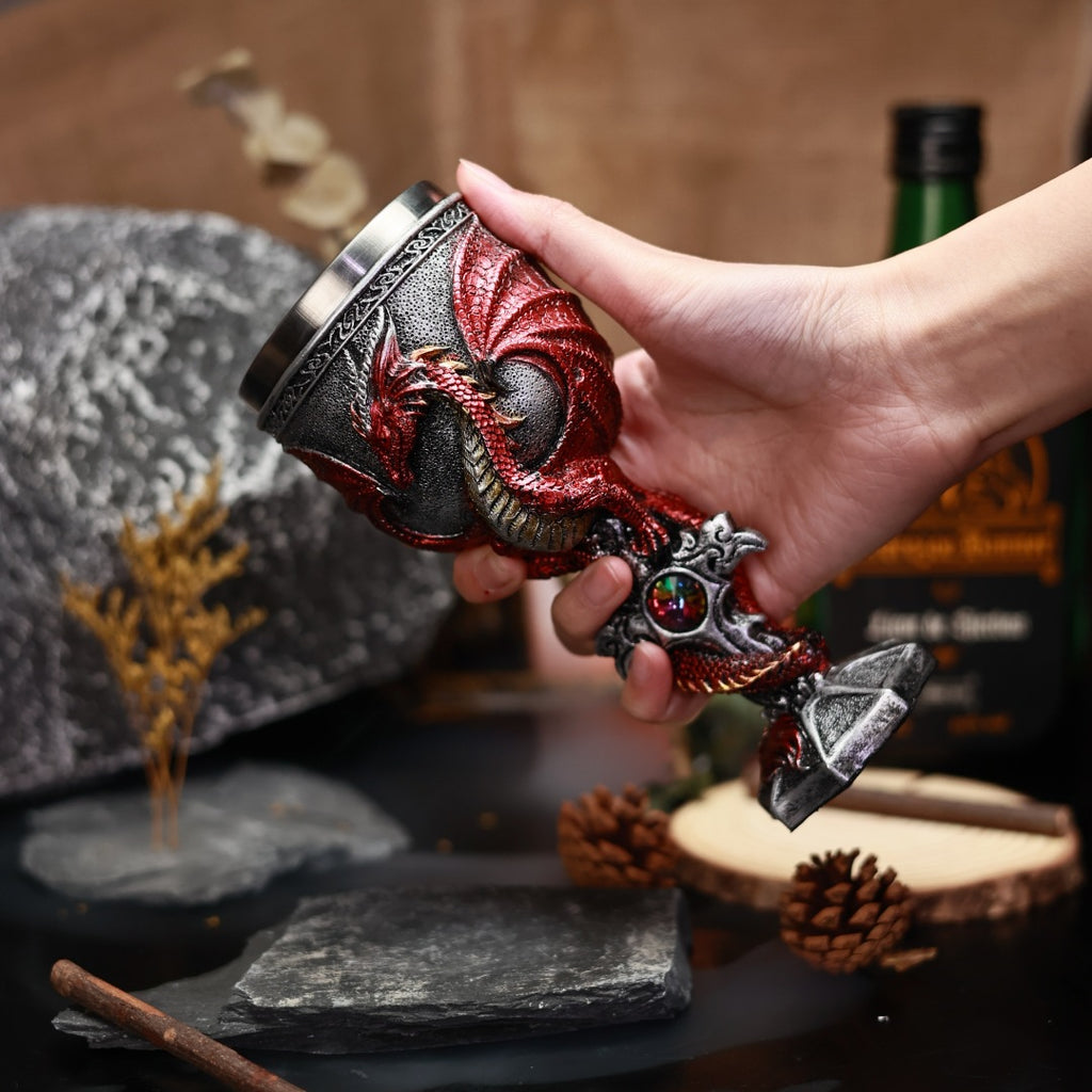 Cross-border New Product An Evil Dragon Wine Glass Western Dragon Stainless Steel Wine Glass 3D Three-dimensional Dragon Warrior Goblet