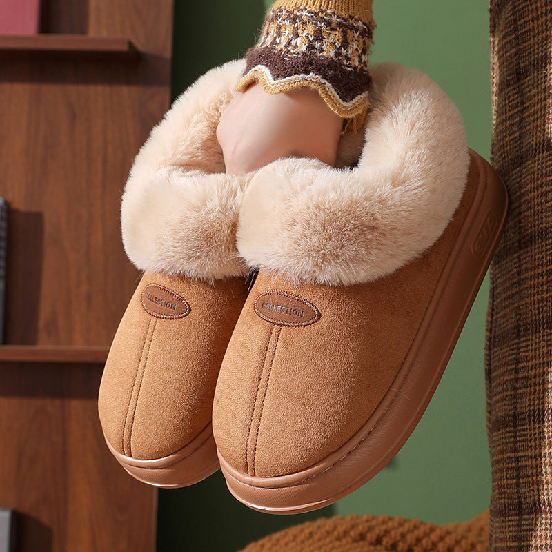 Winter Warm Short-tube Thick-soled Snow Boots for Women Couple Height-increasing fleece-lined Thickened Cotton Shoes for Interior and Exterior