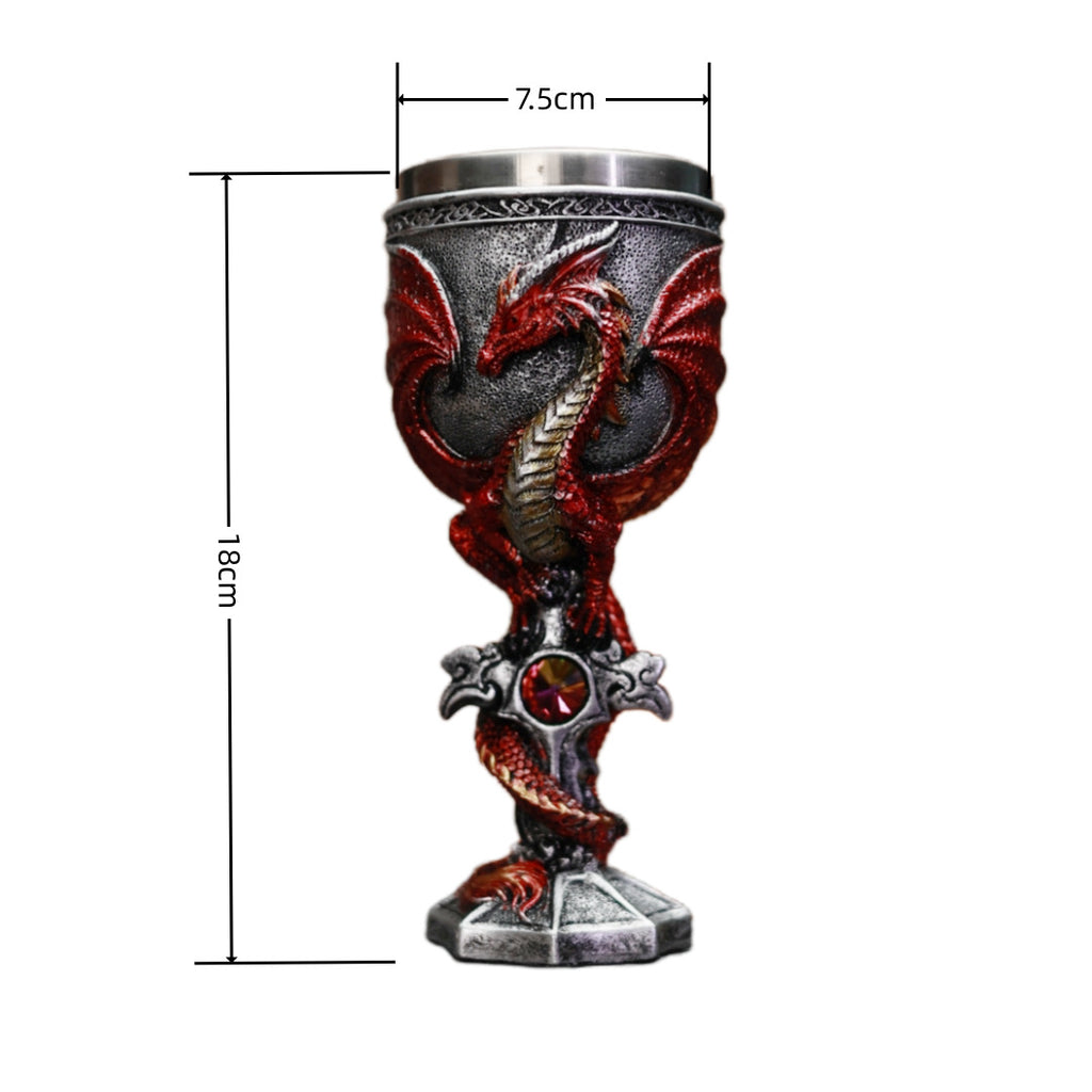 Cross-border New Product An Evil Dragon Wine Glass Western Dragon Stainless Steel Wine Glass 3D Three-dimensional Dragon Warrior Goblet