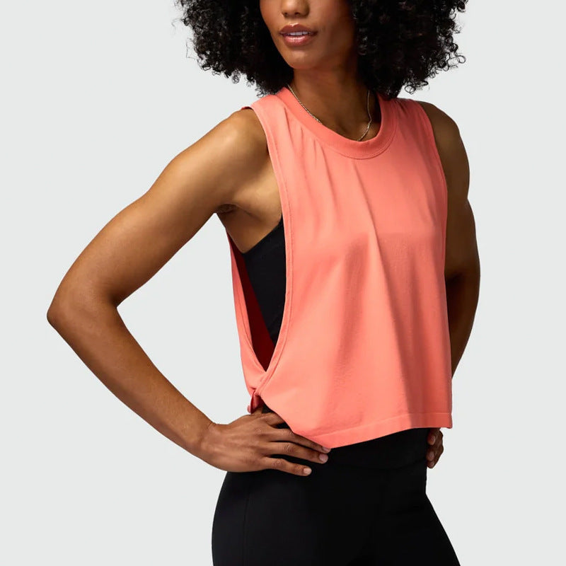 Cross-border yoga vest women's hollow back sports blouse outdoor running fitness leisure Joker top wholesale