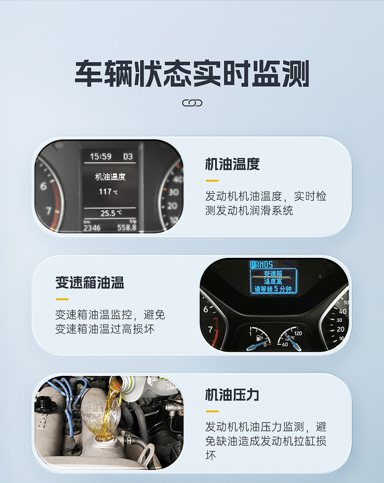 Hud head-up display obd multi-function vehicle instrument oil temperature transmission oil temperature monitoring dual display screen S100