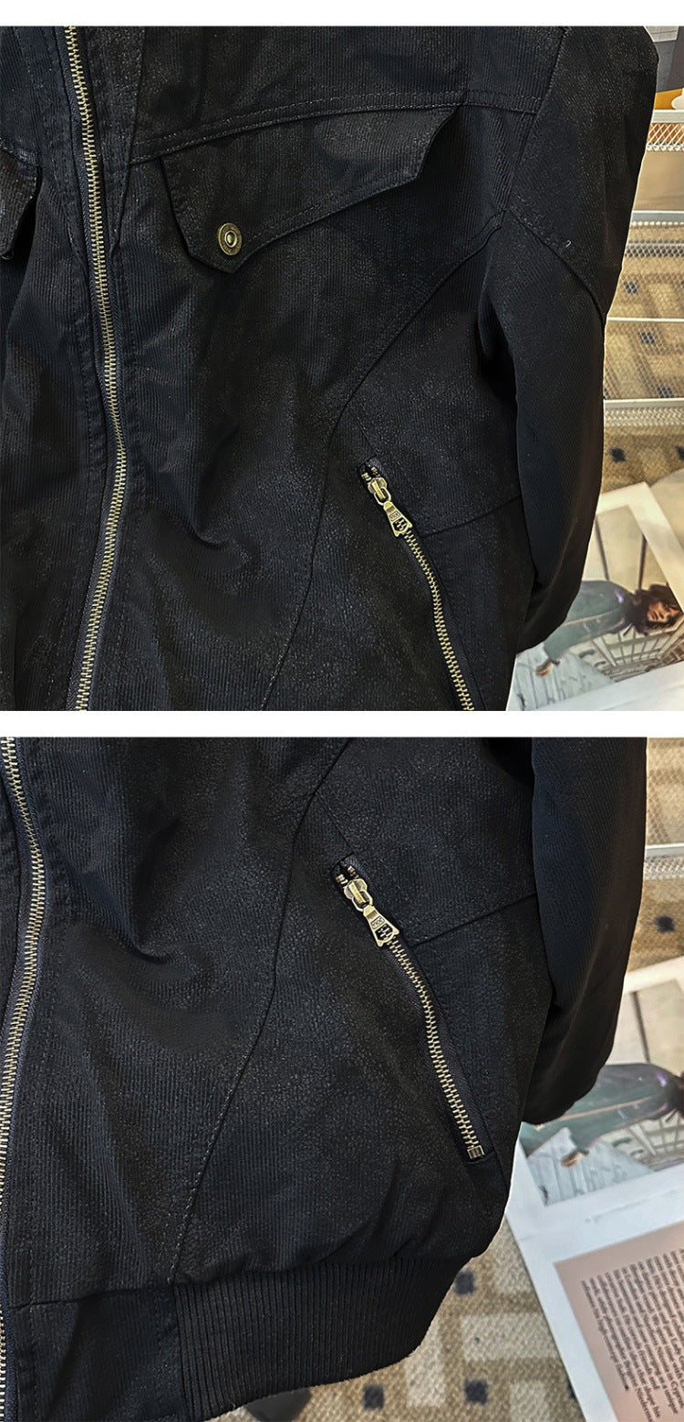 cleanfit Short Profile Corduroy Crock Jacket Men's Winter Thickened Baseball Clothes Old Quilted Jacket