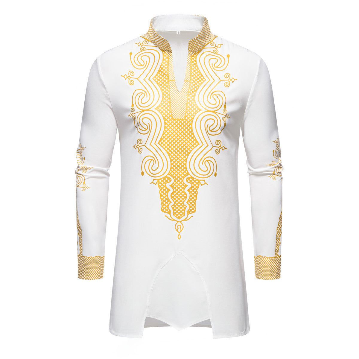 Cross-Border European and American Men's Fashion New Style Robe with Gold Stamping Print Men's Casual Suit Long-Sleeve Shirt and Long Pants for Men