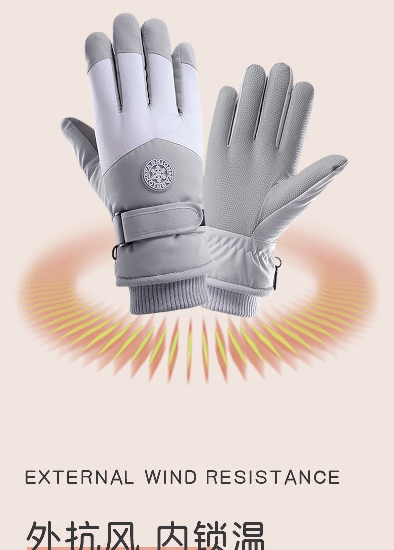 Ski Gloves Women's Winter Touch Screen Waterproof fleece-lined Thick Cotton Warm Windproof Outdoor Sports Student Biker BH