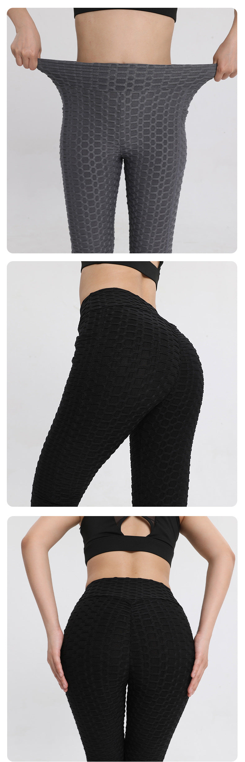 Amazon European and American Leggings Peach Fitness Pants High Waist Hip Leggings Pocket Jacquard Bubble Yoga Pants