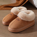 Winter Warm Short-tube Thick-soled Snow Boots for Women Couple Height-increasing fleece-lined Thickened Cotton Shoes for Interior and Exterior