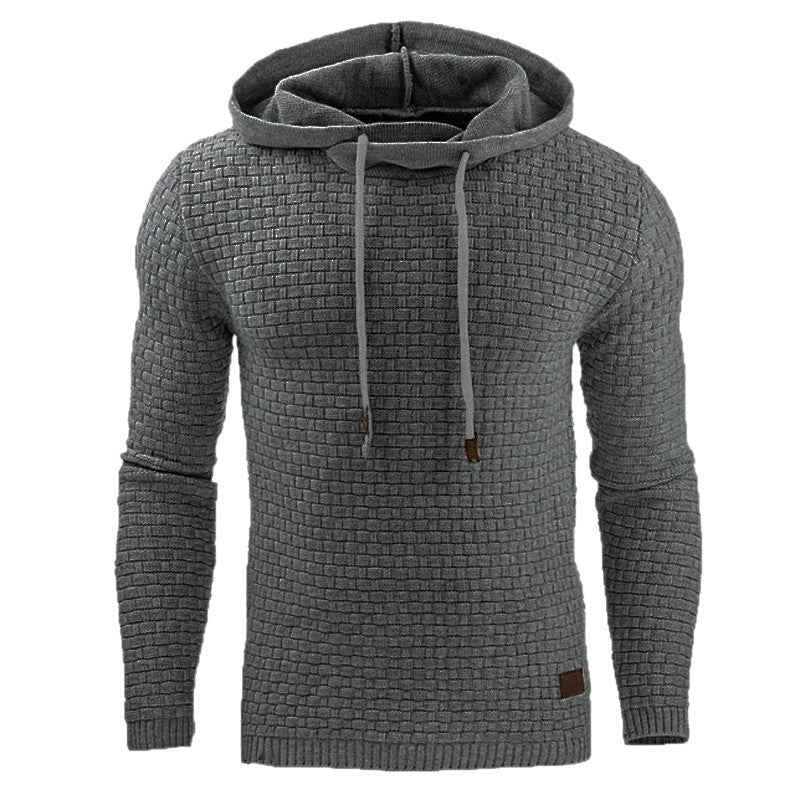 2018 autumn and winter new European and American men's jacquard sweater long sleeve hoodie warm color hooded sweatshirt jacket