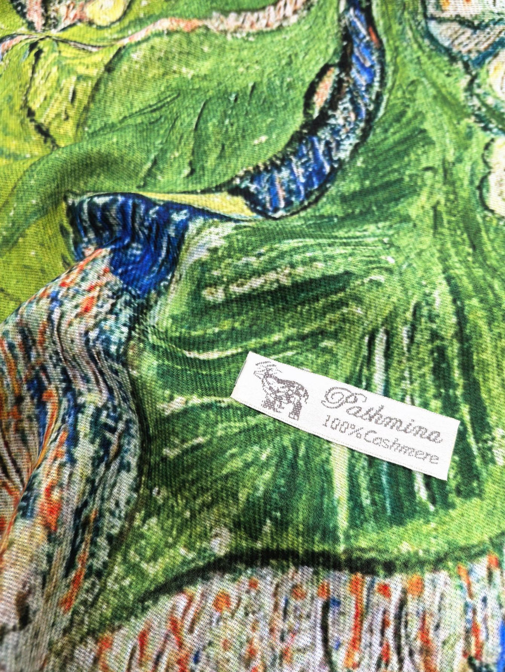 European and American Autumn and Winter New Van Gogh Oil Painting Chestnut Women's Warm Shawl Scarf Imitation Cashmere Tassel Long Scarf Scarf