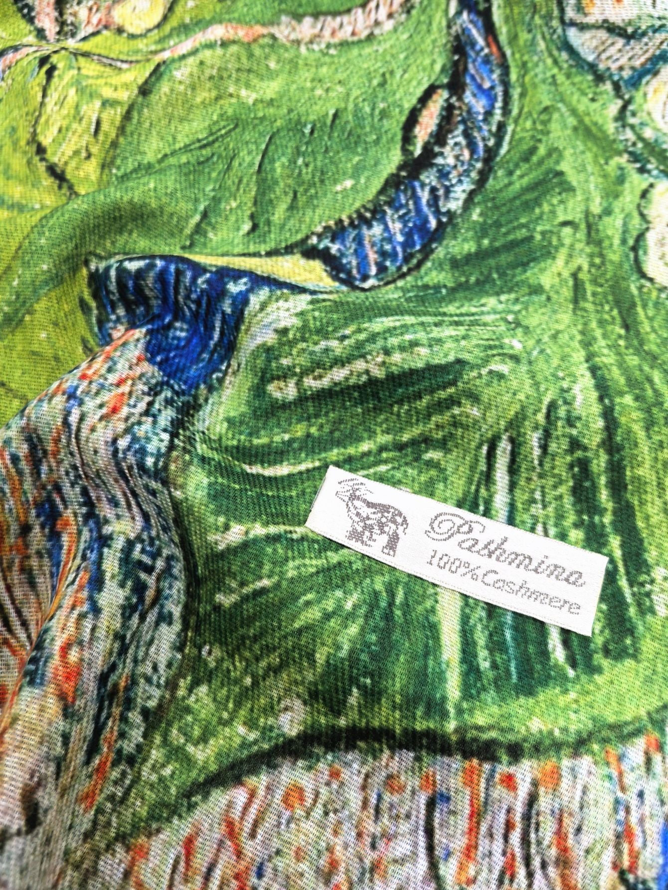 European and American Autumn and Winter New Van Gogh Oil Painting Chestnut Women's Warm Shawl Scarf Imitation Cashmere Tassel Long Scarf Scarf