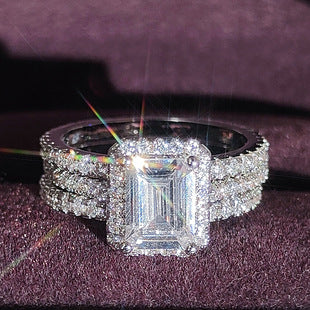 European and American Cross-border E-commerce Hot Sale Combination Ring suit Ring Female Niche High-level Sense Design Super Flash r7489