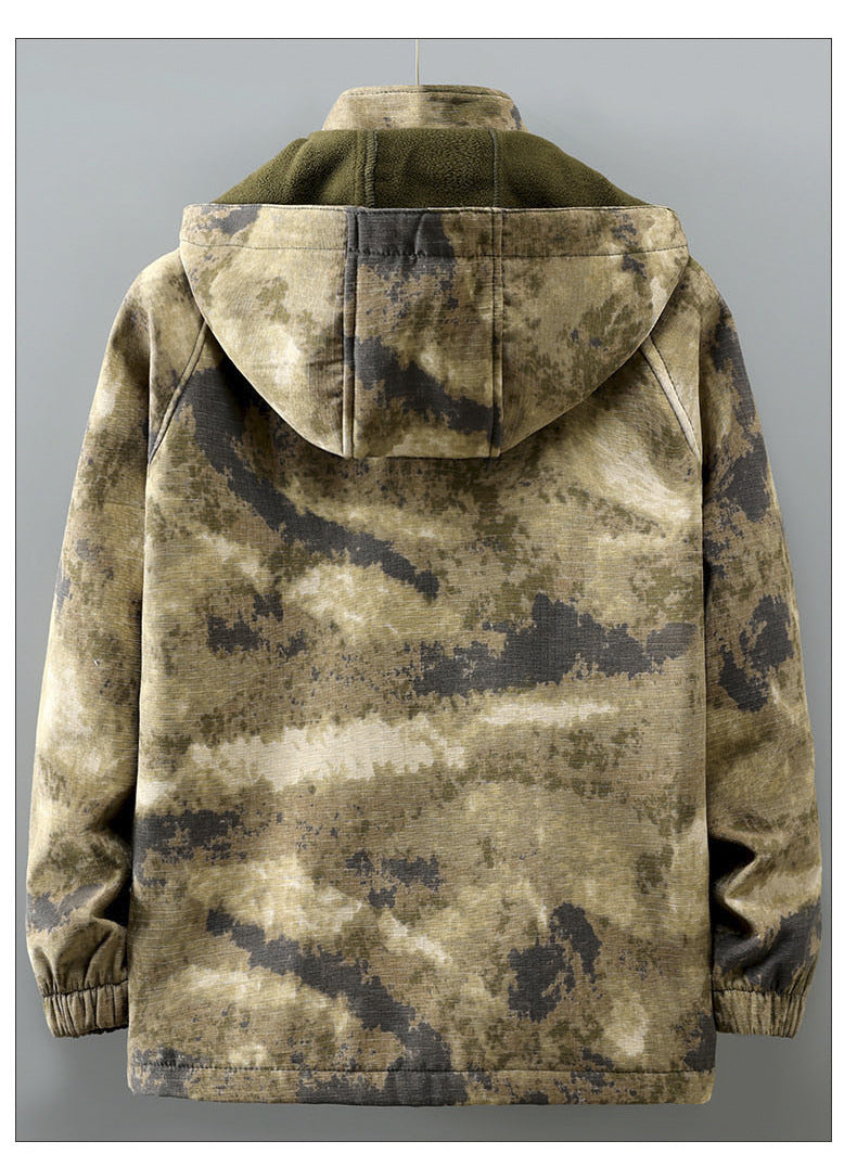 Autumn and Winter fleece-lined Work Clothes suit Men's Thickened Wear-Resistant Dirty-Resistant Labor Protection Mesh Warm-Keeping Tooling Outdoor Jacket