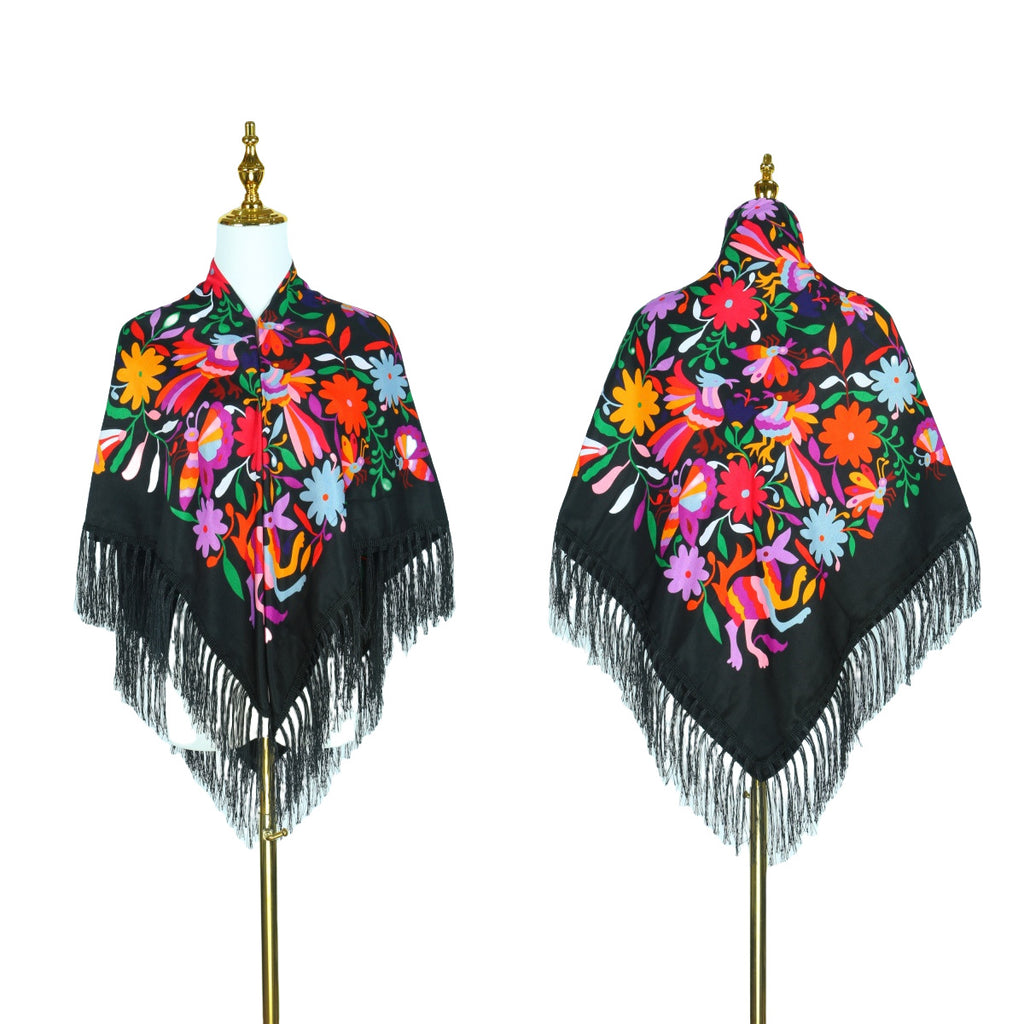 Cross-border New Daisy Twill Print Square Elegant Tassel Shawl Warm Beautiful Dustproof Multifunctional Scarf