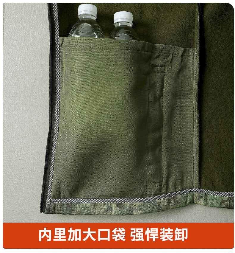 Autumn and Winter fleece-lined Work Clothes suit Men's Thickened Wear-Resistant Dirty-Resistant Labor Protection Mesh Warm-Keeping Tooling Outdoor Jacket