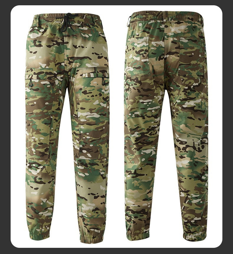Outdoor assault clothing overalls suit men's spring and autumn elastic tooling labor protection clothing wear-resistant camouflage clothing hooded training clothing