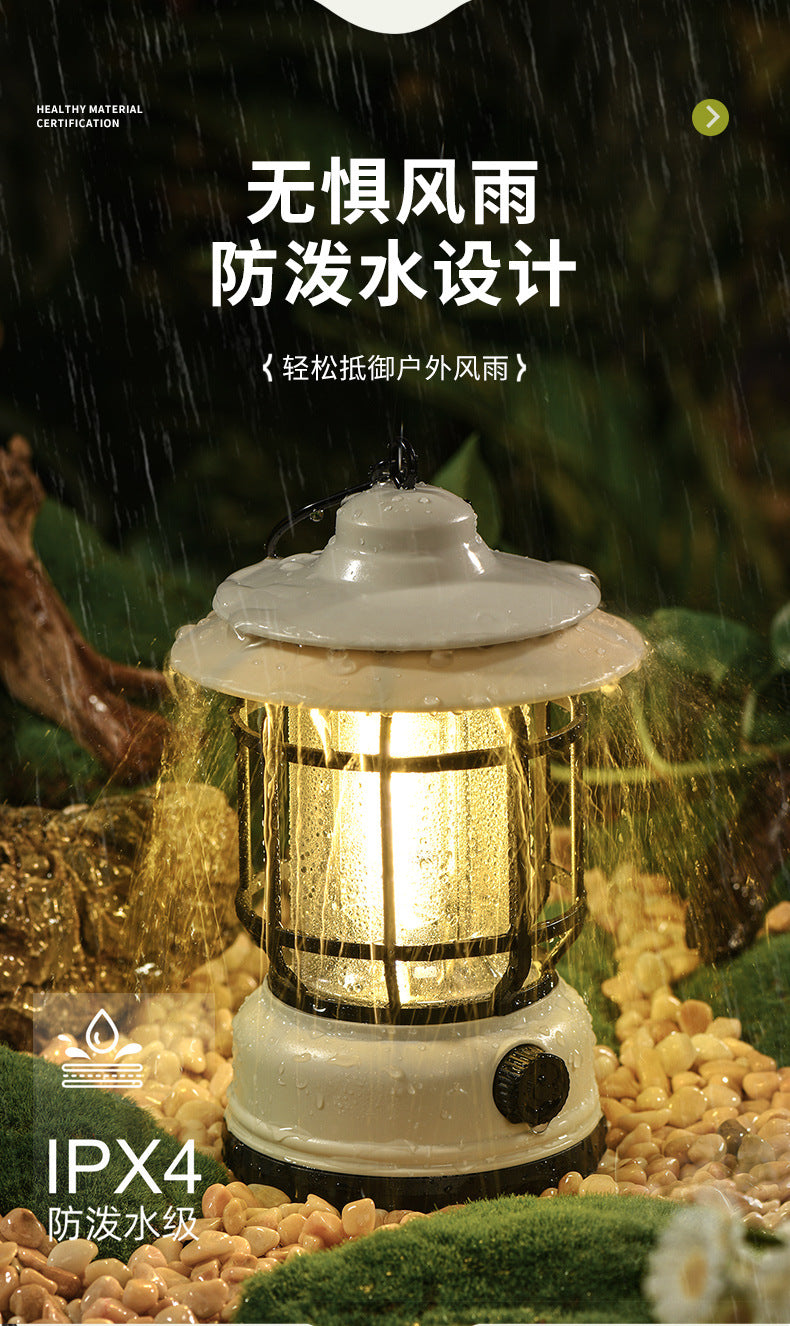 Outdoor Camping Lamp Home Atmosphere Camping Lamp Super Long Endurance Portable Horse Lamp Multifunctional Charging Retro Tent Lamp