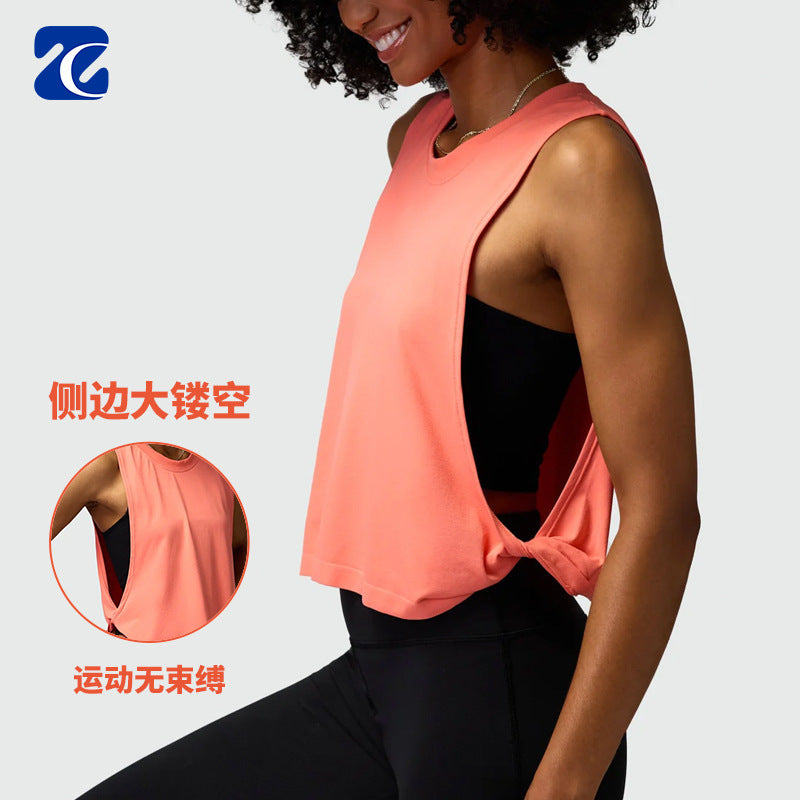 Cross-border yoga vest women's hollow back sports blouse outdoor running fitness leisure Joker top wholesale