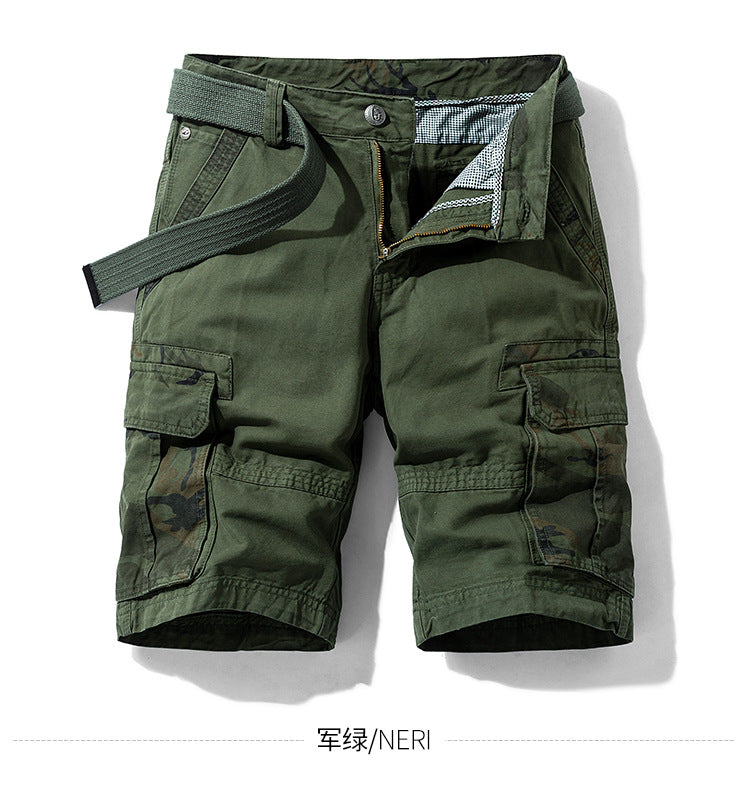 Camouflage Pants Men's Cargo Pants Loose Fit Summer Washed Cargo Shorts Cross-Border Exclusive B2021