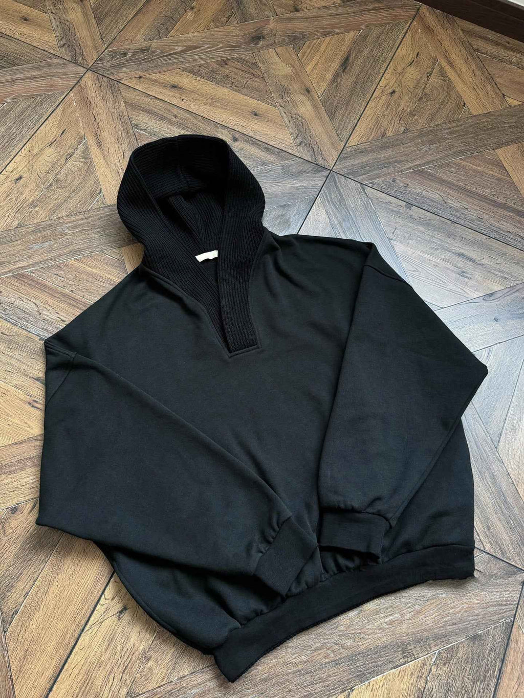 cleanfit Grey Sweatshirt Men's Hooded Autumn and Winter Wool Stitching Design Niche Loose Casual Jacket
